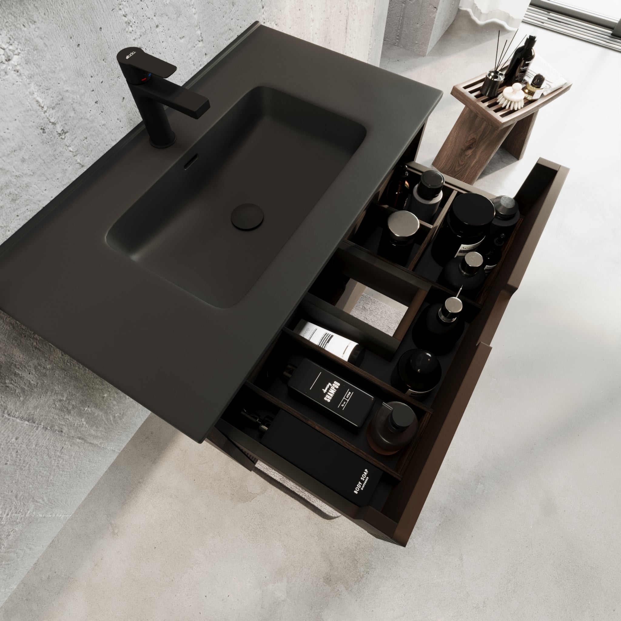 Troldeskoven Badmøbel, Sort eg