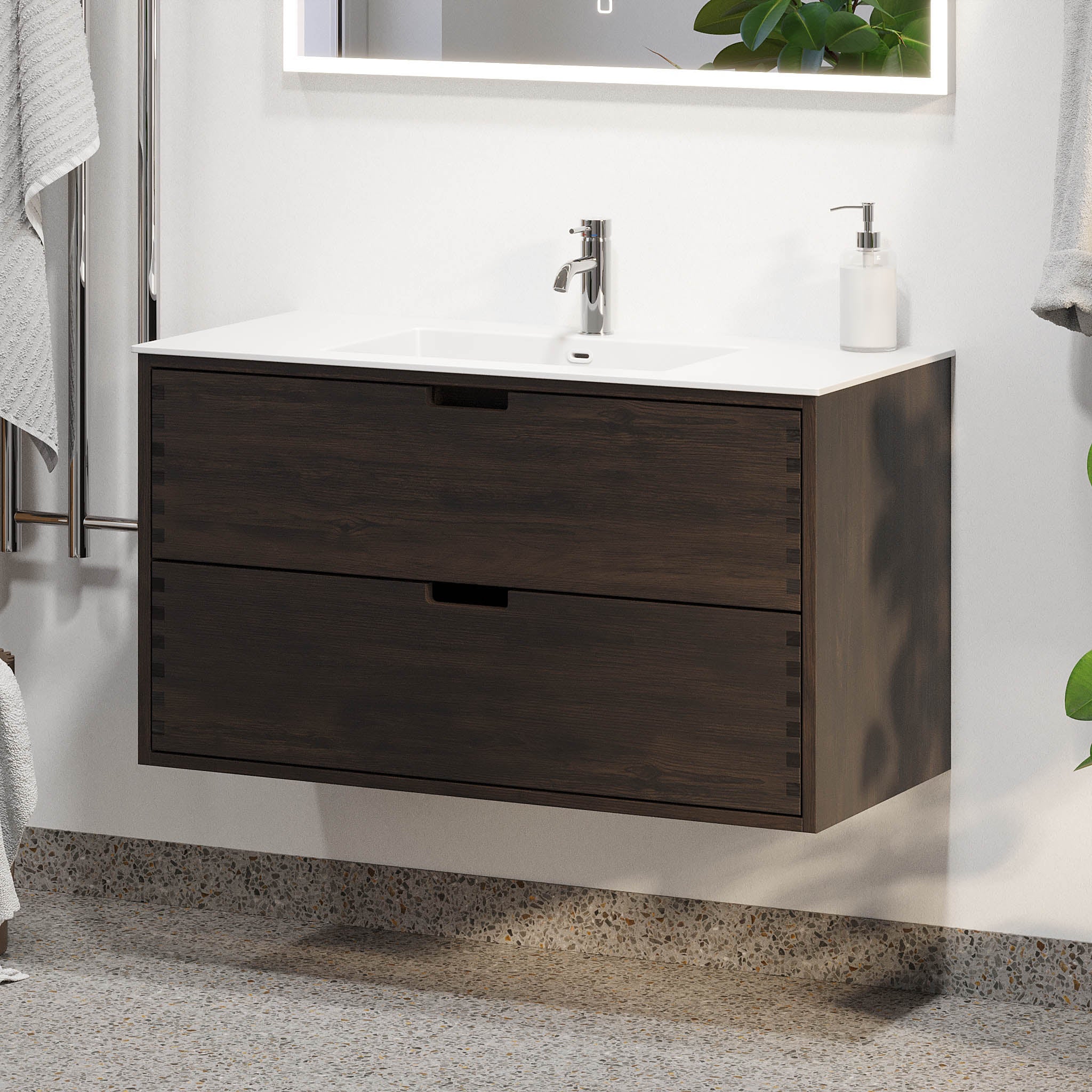 Egeskov, Furniture Set - Basin & Cabinet, Oak Black - 120 cm - MASTERSTORE - 8595677194074 - Furniture Set - Code - 96-120-52-82-40 - 8595677194074