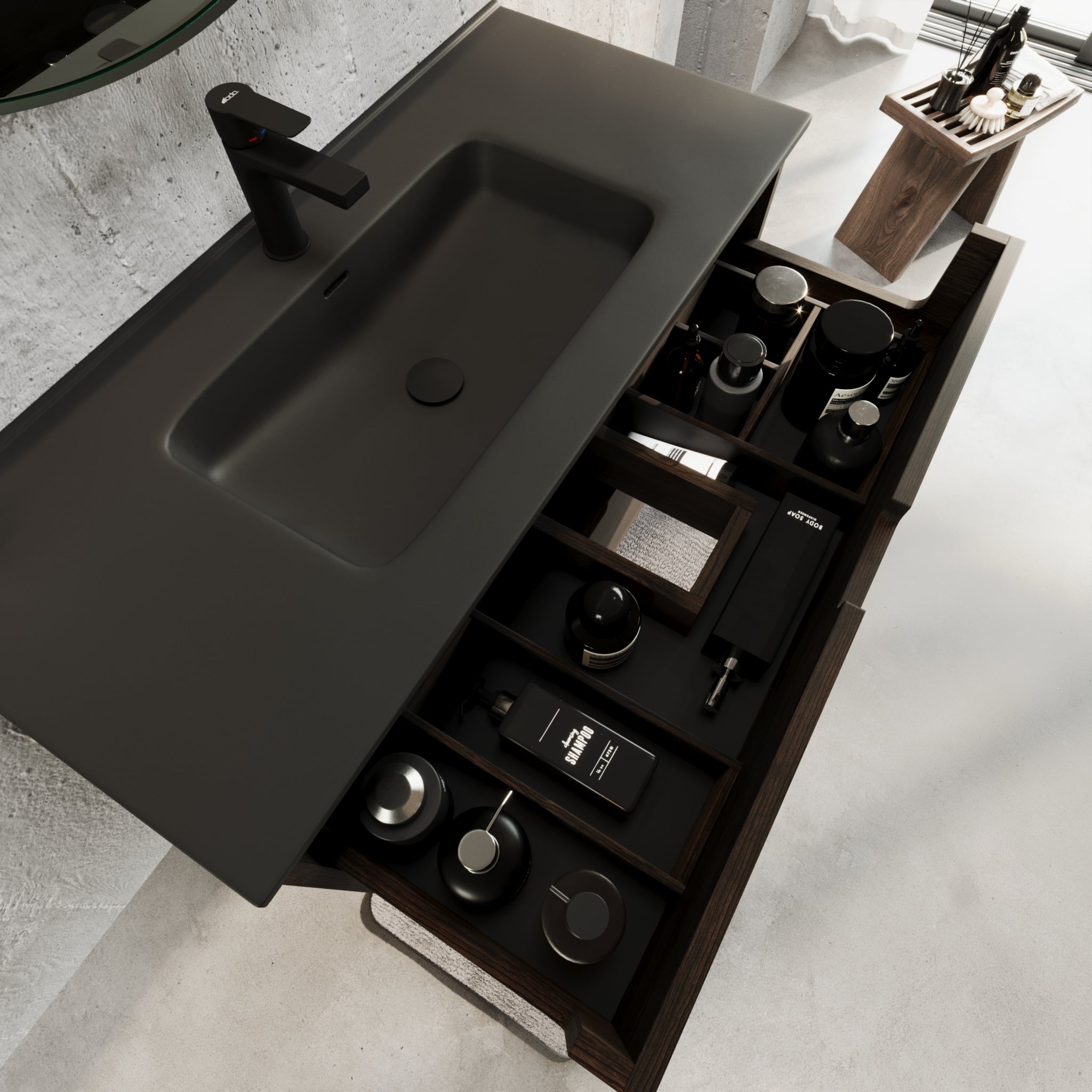 Troldeskoven Badmøbel, Sort eg