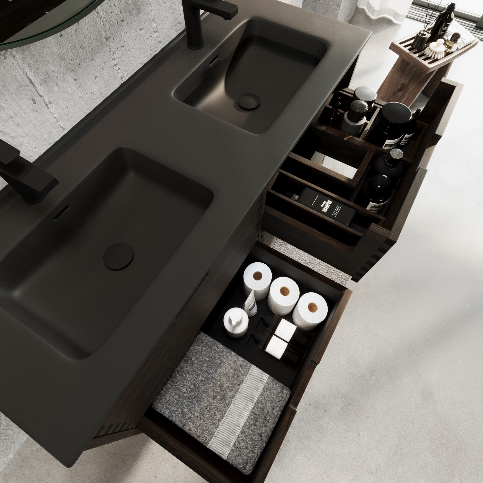 Troldeskoven Badmøbel, Sort eg