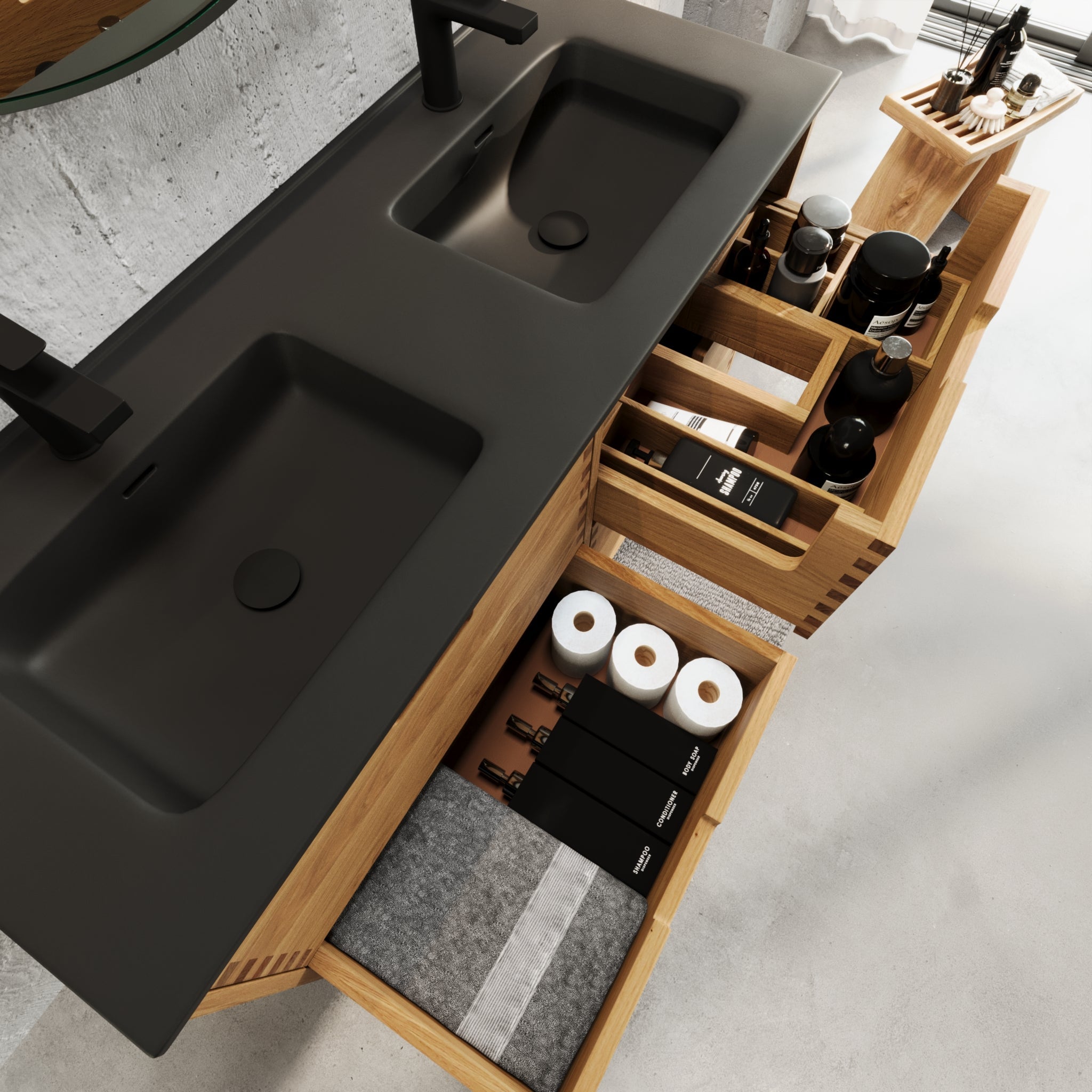 Troldeskoven, Furniture Set - Basin & Cabinet, Oak - 80 cm - MASTERSTORE - 8595677193800 - Furniture Set - Code - 96-080-56-86-40 - 8595677193800