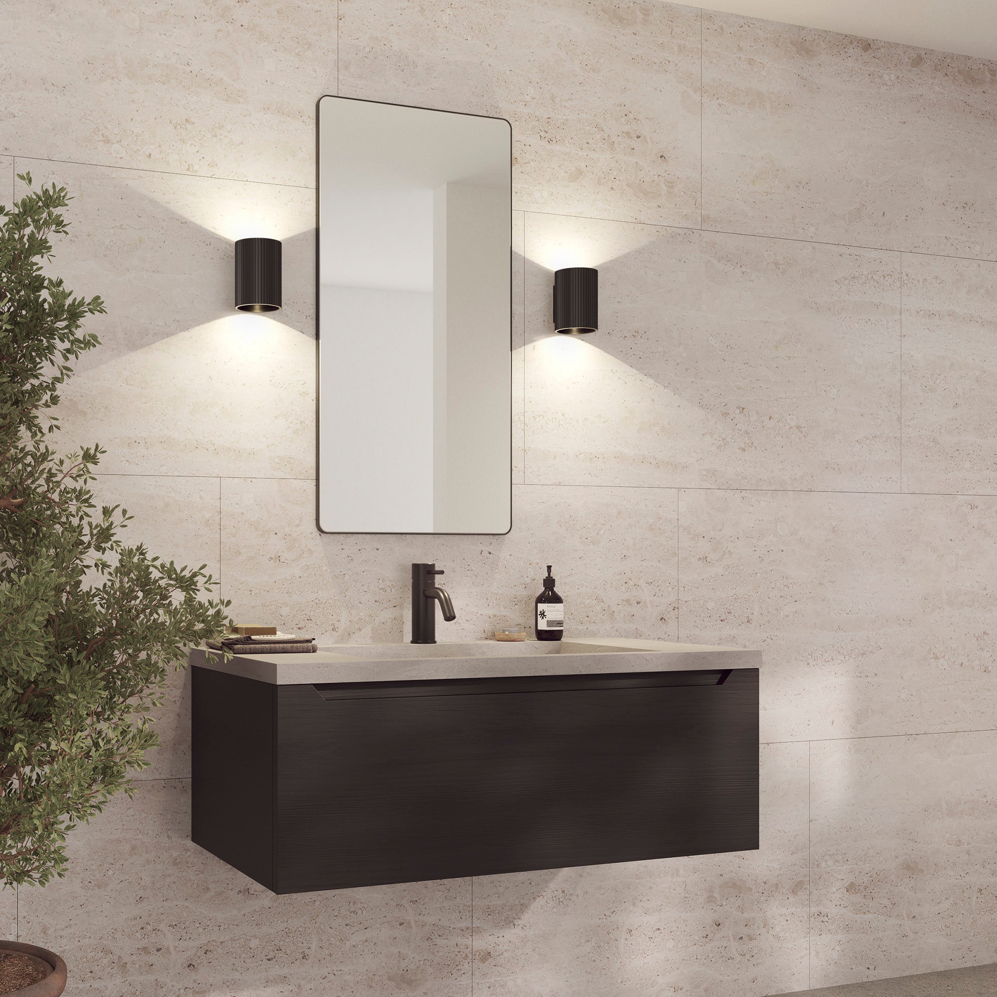 Refine Spejl, Firkantet, Mat Sort