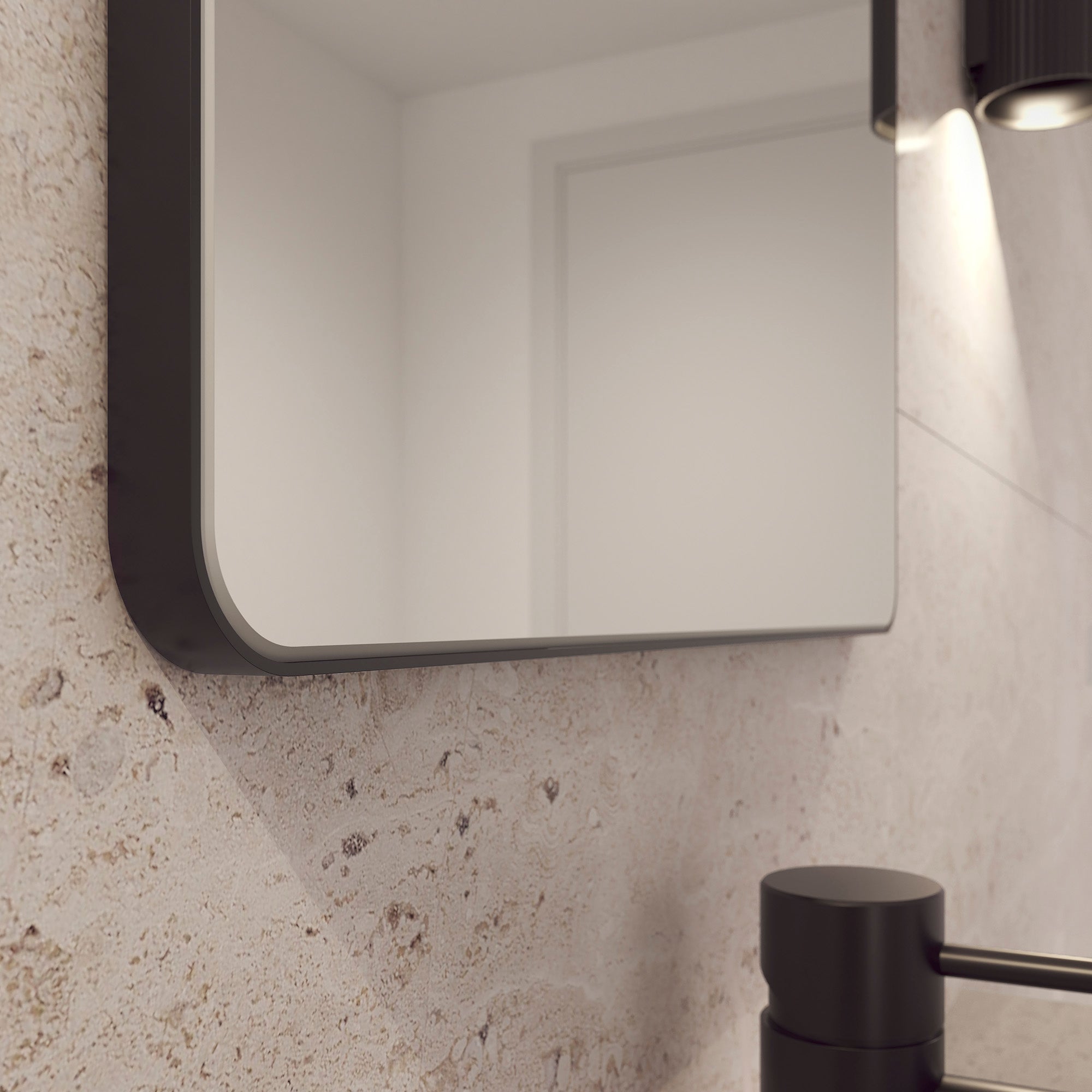 Refine Spejl, Firkantet, Mat Sort