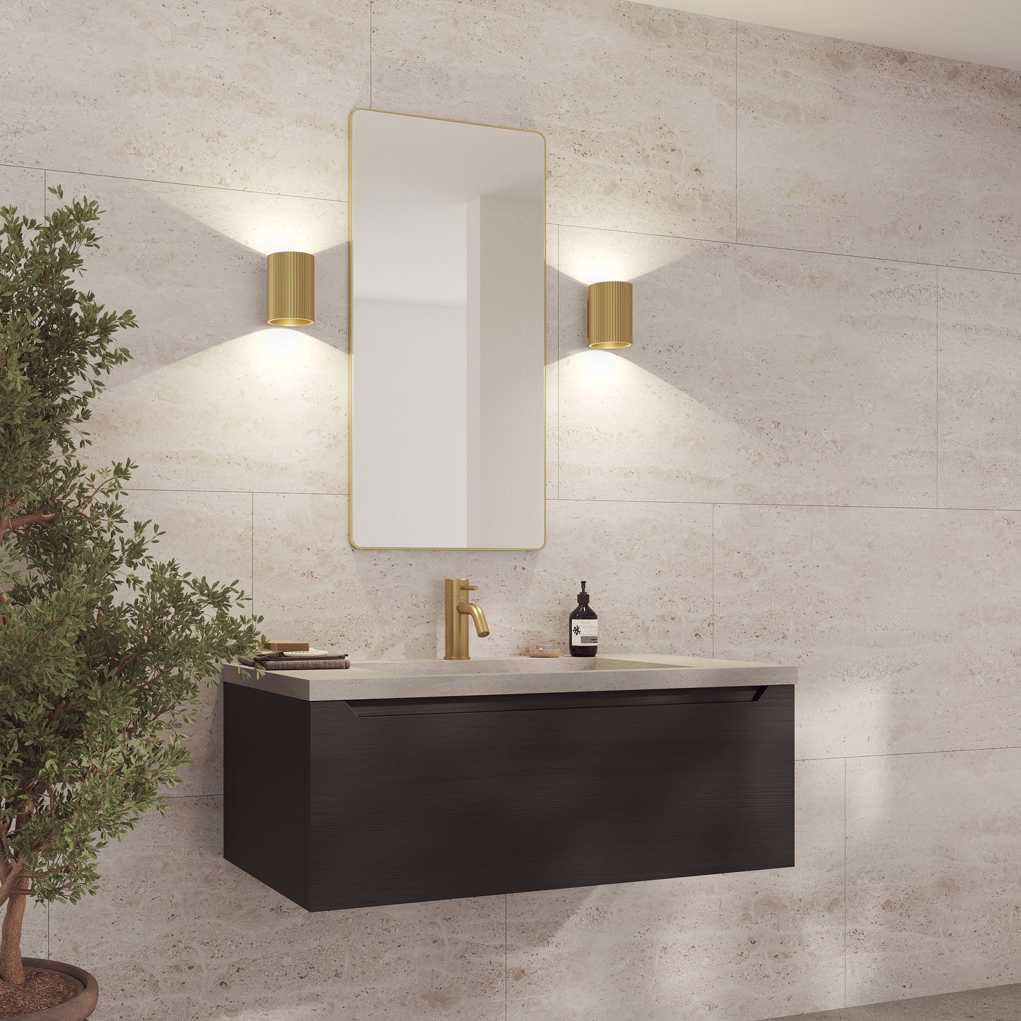 Refine Spejl, Firkantet, Børstet Messing