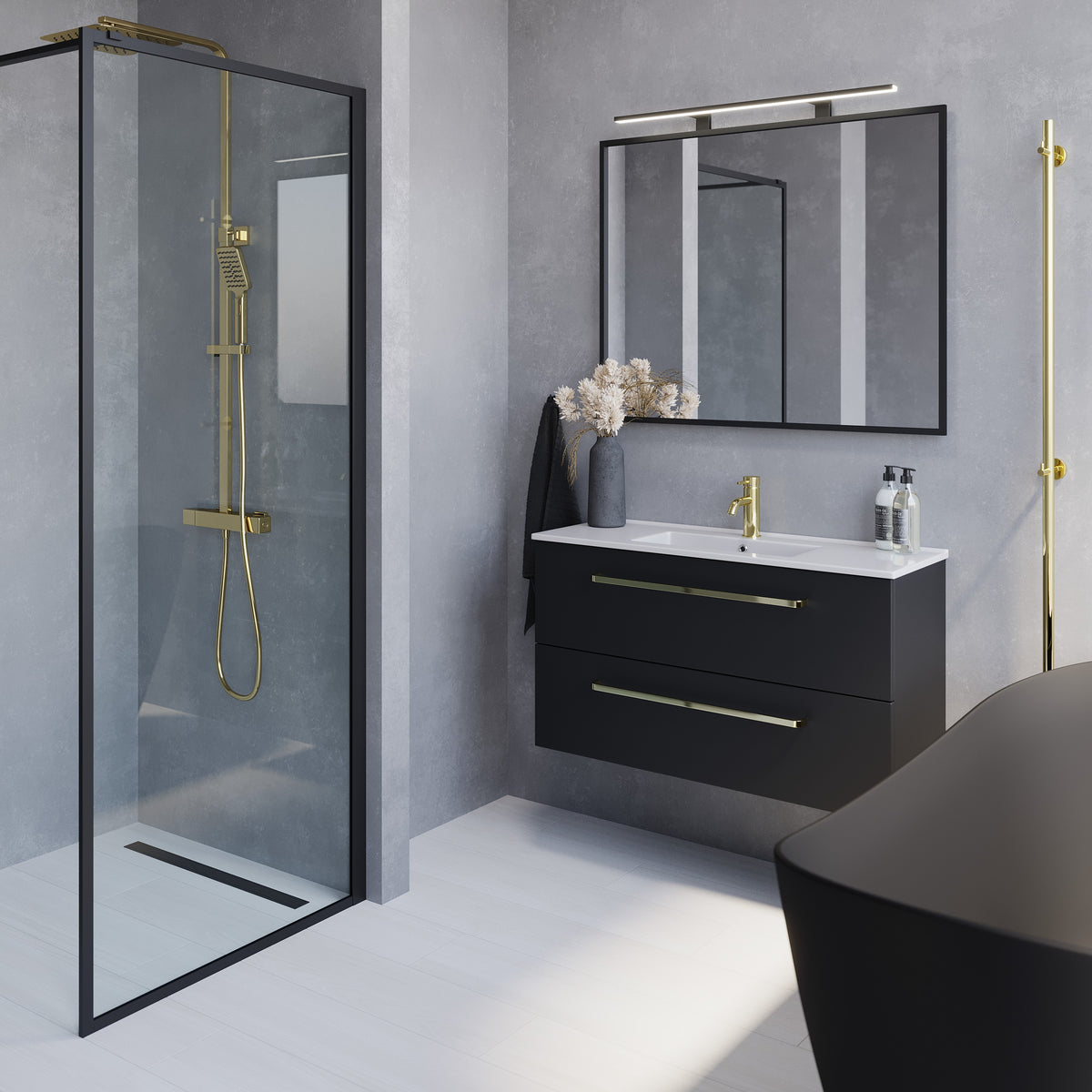 Volda Slimline Badmøbel, Mat Sort