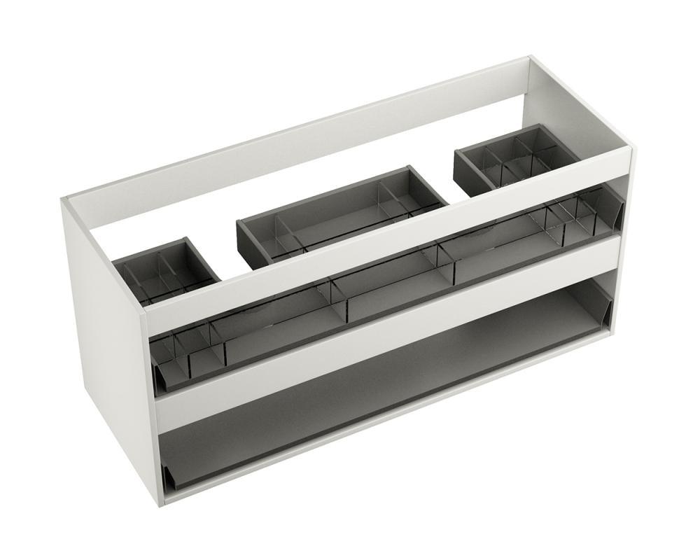 Badeværelsesmøbel standard dobbelt, med 2 skuffer, 120 x 43 x 55 cm, mat hvid - HomeTomato - 03-120-01-01-00 - 8594175642032