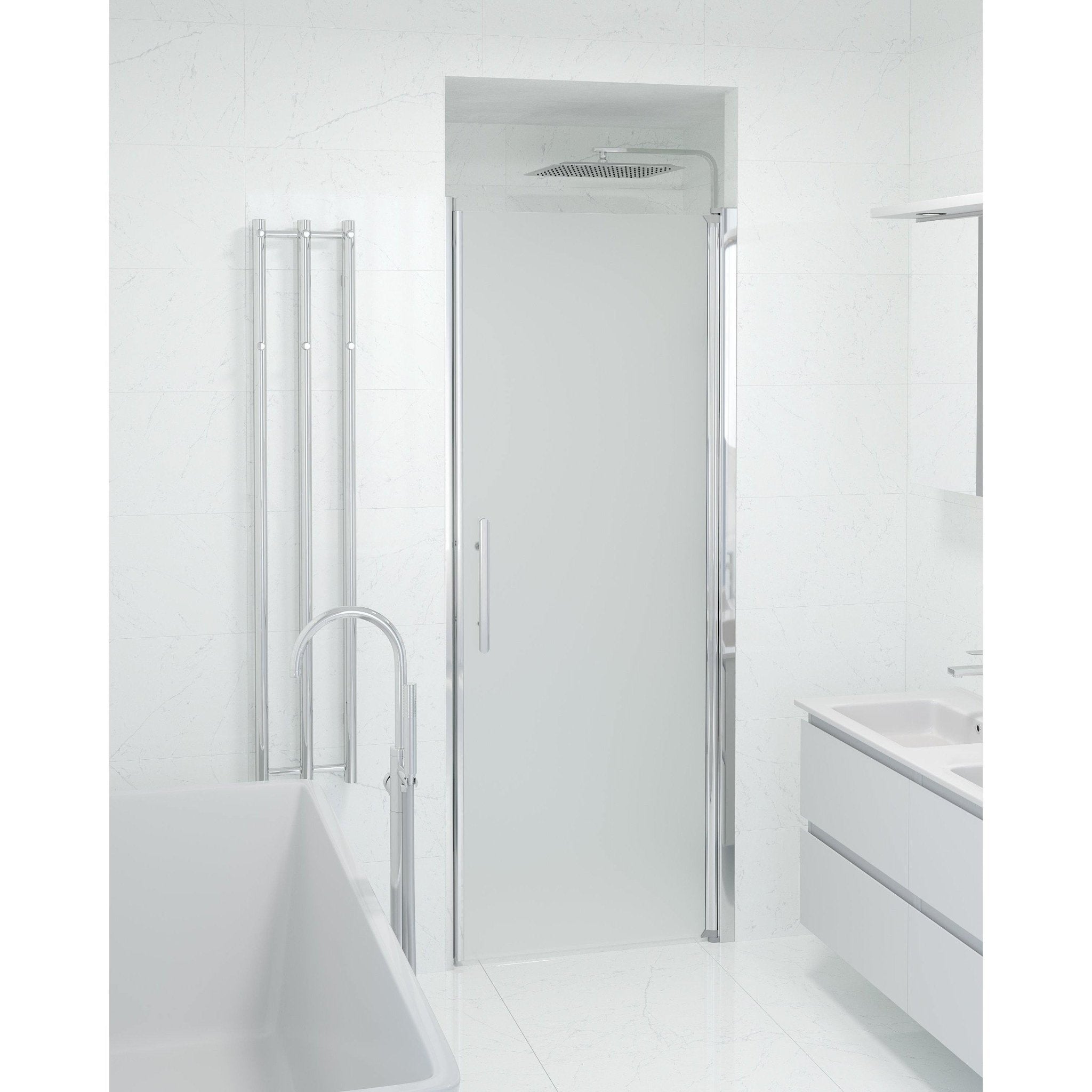 Fjäll Brusedør Til Bruseniche, Krom Profil, Frostet Glas - HomeTomato - 38-080-01-55-00 - 8595677139167