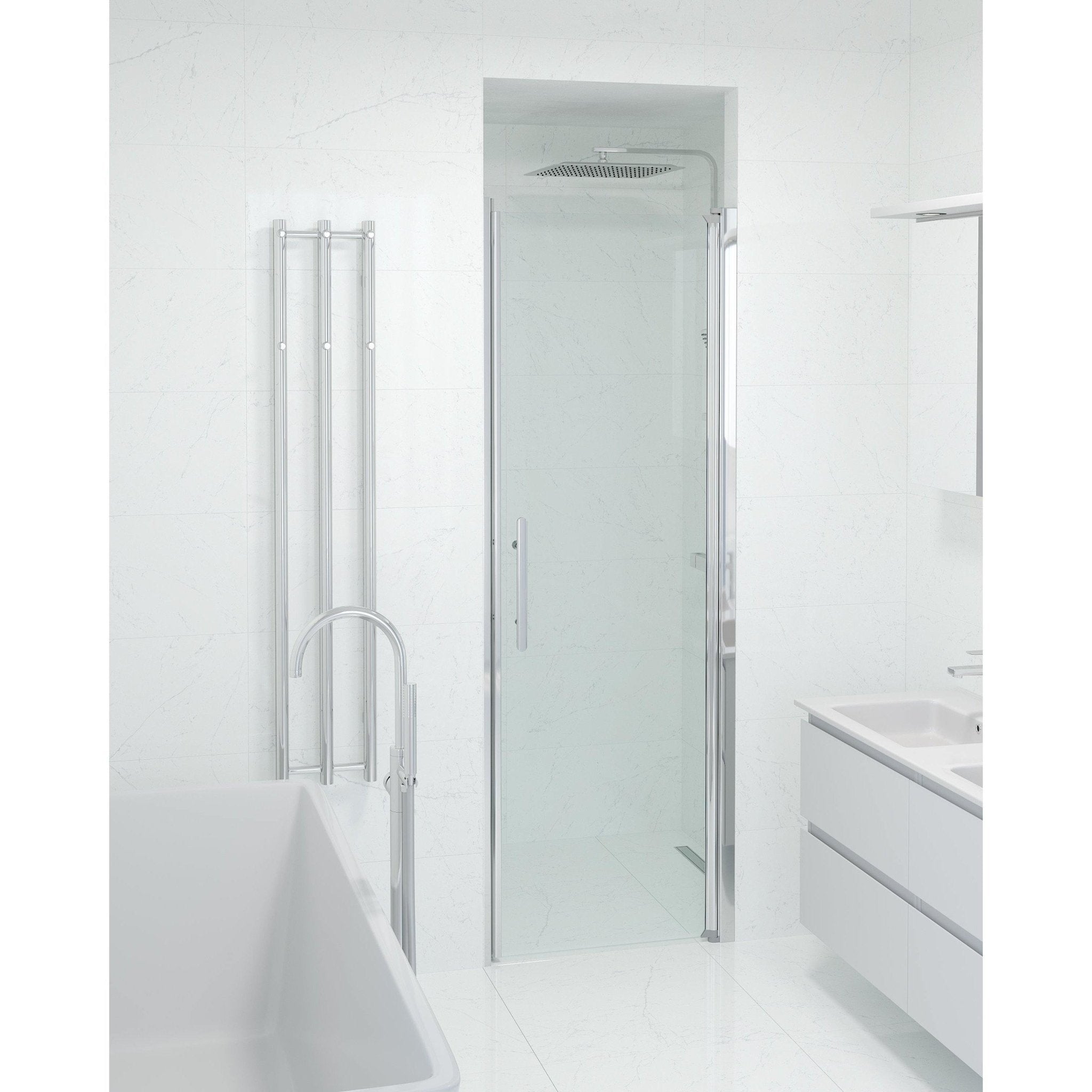 Fjäll Brusedør Til Bruseniche, Krom Profil, Klar Glas - HomeTomato - 38-070-01-50-00 - 8595677138986