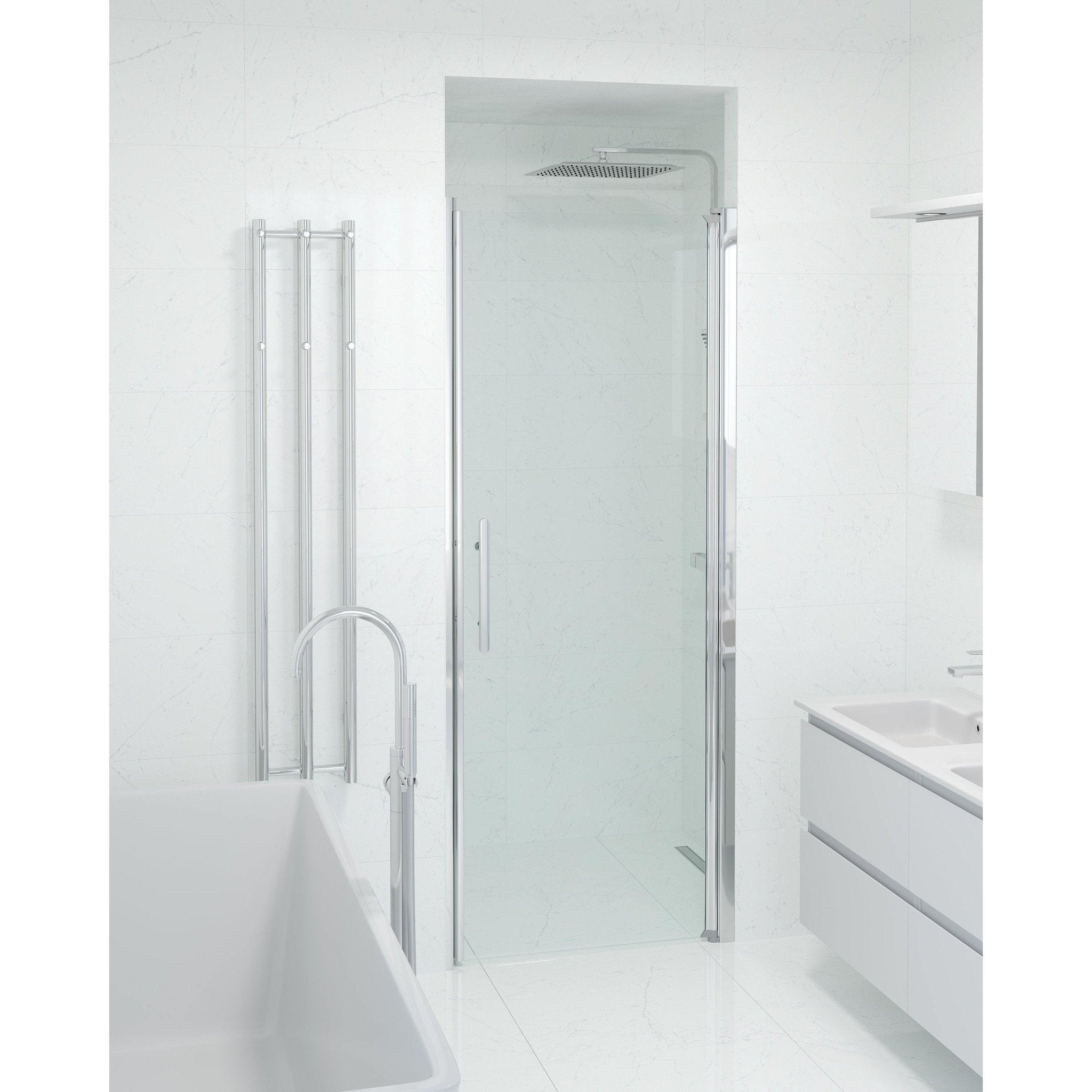 Fjäll Brusedør Til Bruseniche, Krom Profil, Klar Glas - HomeTomato - 38-080-01-50-00 - 8595677139105