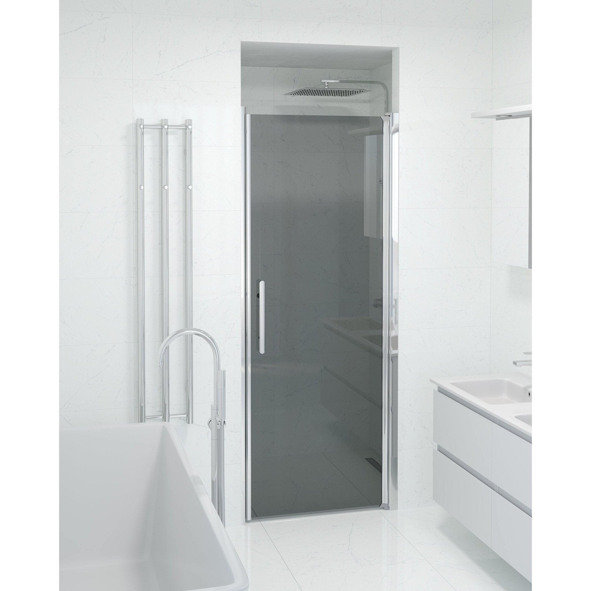 Fjäll Brusedør Til Bruseniche, Krom Profil, Tonet Glas - HomeTomato - 38-080-01-56-00 - 8595677139198