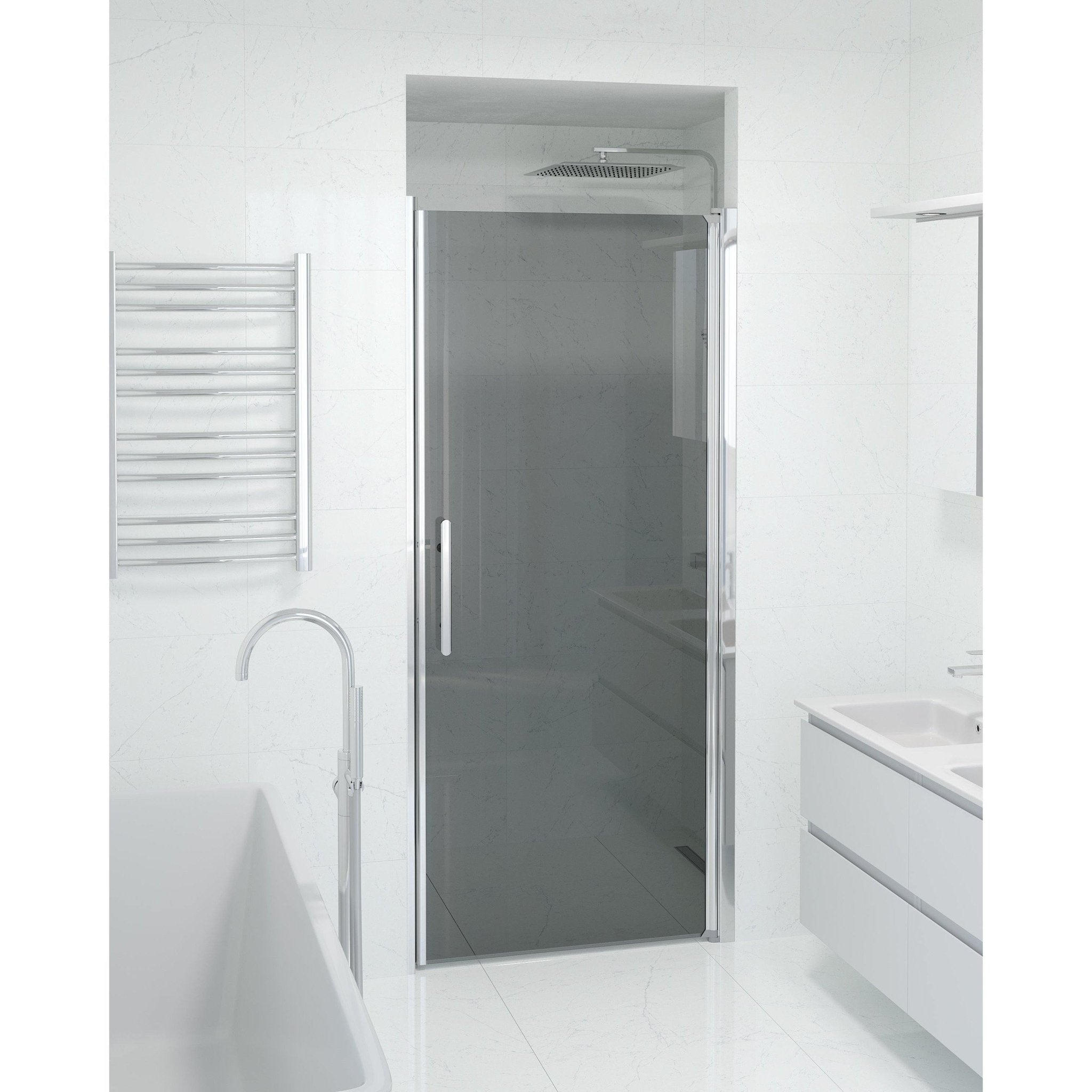 Fjäll Brusedør Til Bruseniche, Krom Profil, Tonet Glas - HomeTomato - 38-090-01-56-00 - 8595677139310