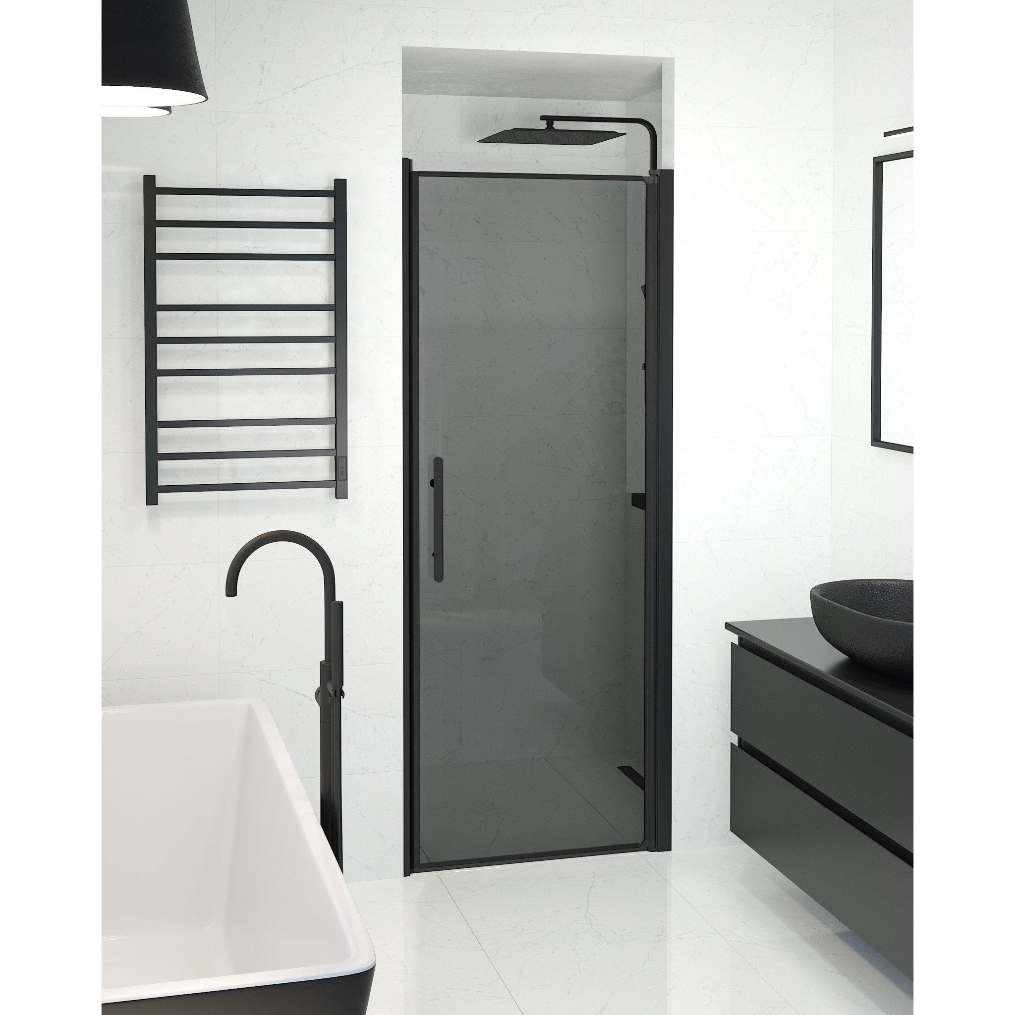 Fjäll Brusedør Til Bruseniche, Sort Profil, Tonet Glas - HomeTomato - 38-080-00-56-00 - 8595677139181