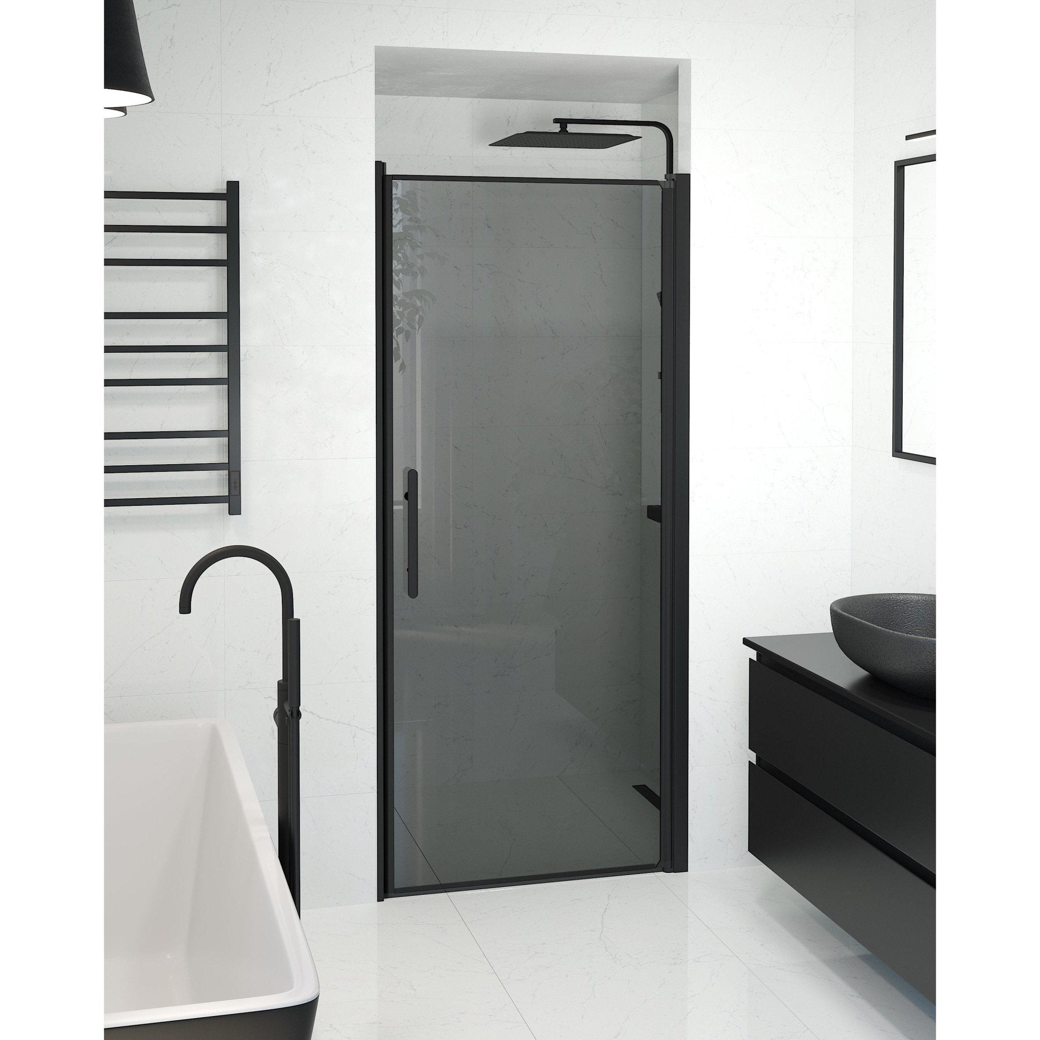 Fjäll Brusedør Til Bruseniche, Sort Profil, Tonet Glas - HomeTomato - 38-090-00-56-00 - 8595677139303