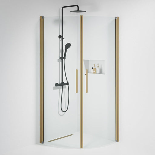 Fjäll Brusehjørne, Buet, Bronze Profil, Klar Glas - HomeTomato - 35-901-70-50-00 - 8595677155143