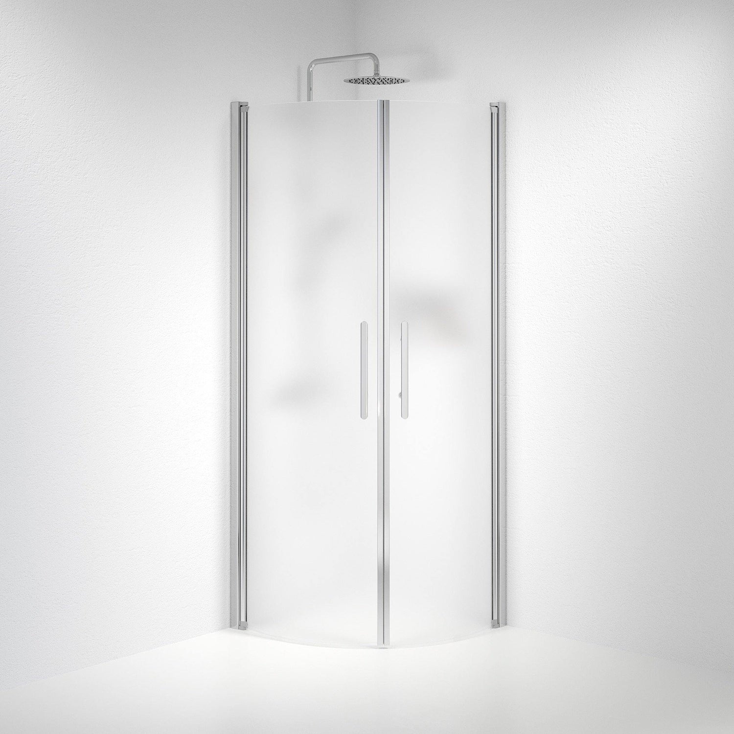 Fjäll Brusehjørne, Buet, Krom Profil, Frostet Glas - HomeTomato - 35-708-60-55-00 - 8595677119169