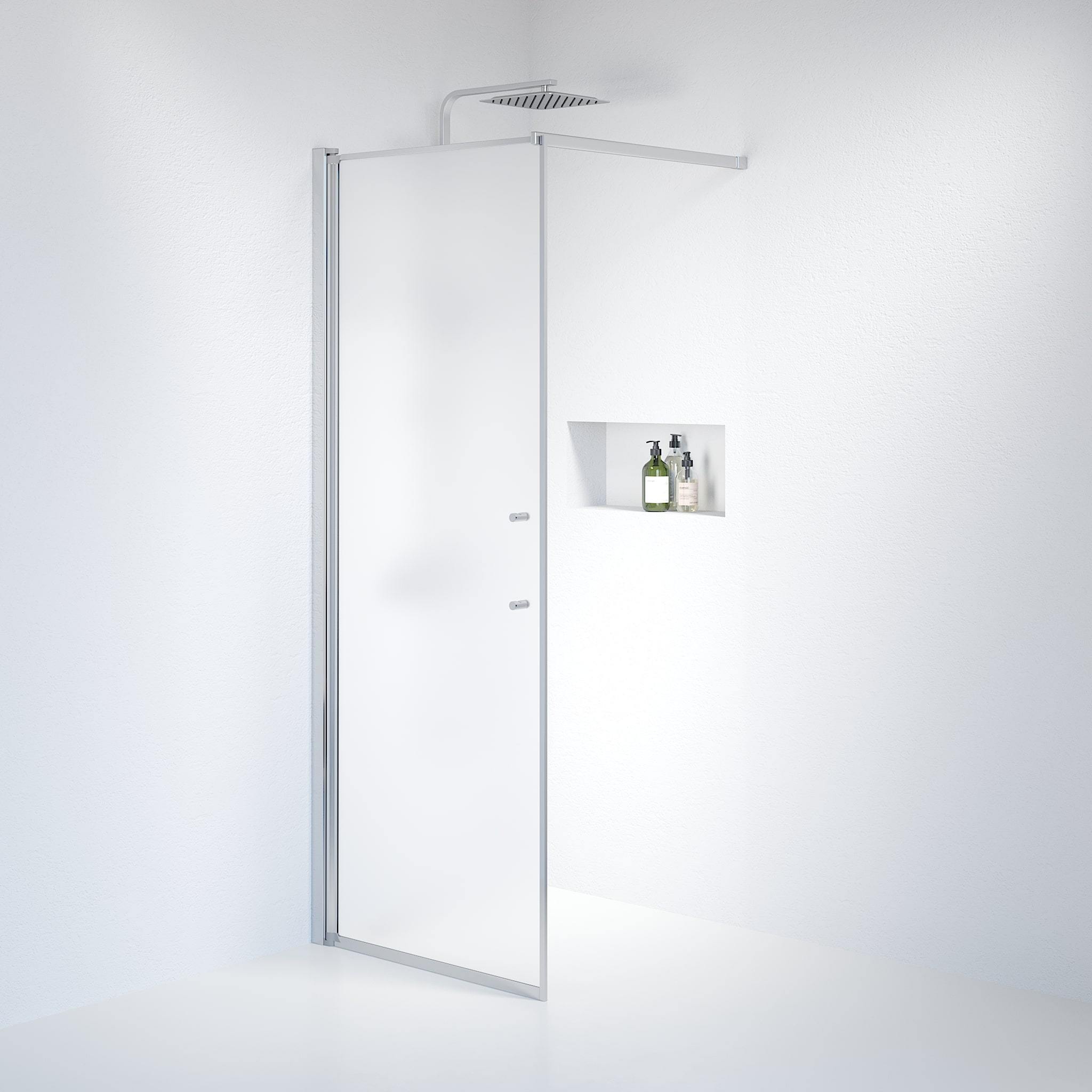 Fjäll Brusevæg, Krom Profil, Frostet Glas - HomeTomato - 39-080-60-55-00 - 8595677121551