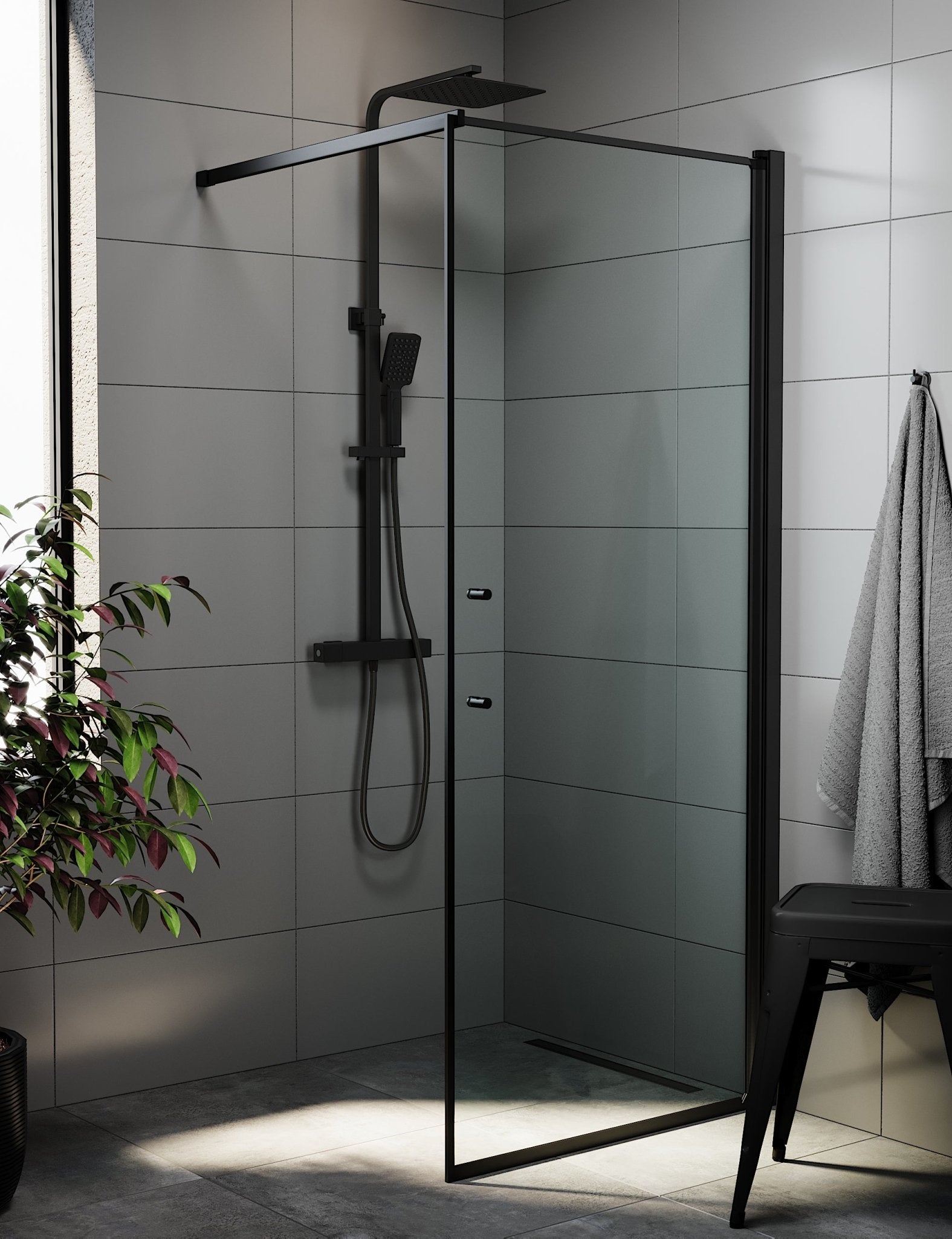 Fjäll Brusevæg, Sort Profil, Klar Glas - HomeTomato - 39-090-02-50-00 - 8595677121612