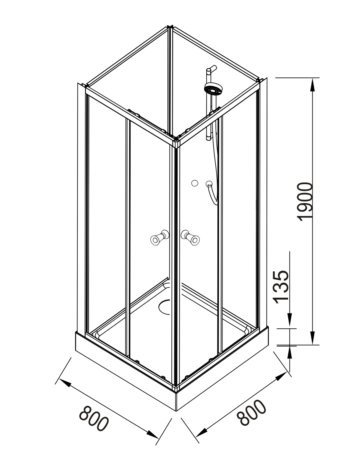 Fjord Brusekabine - HomeTomato - Brusekabine Fjord 80 x 80 - 8595677118193+8595677118209+8595677118513+8595677118155