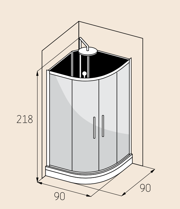 Fjord Brusekabine - HomeTomato - Brusekabine Fjord 90x90x215 -