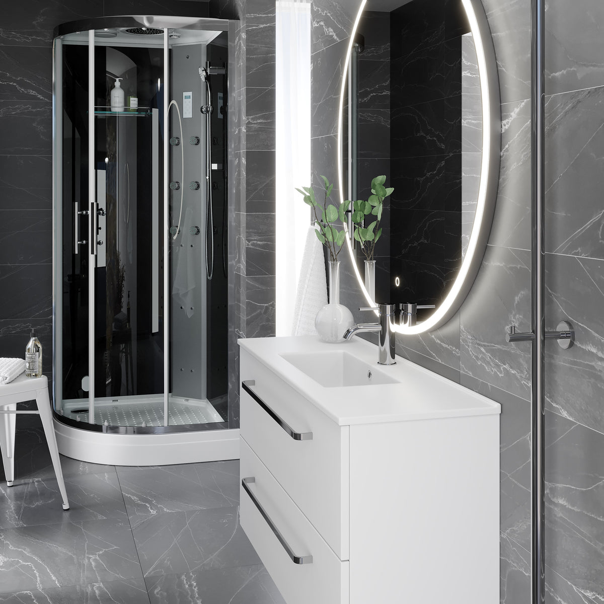 Verdal Slimline Badmøbel, Mat Hvid