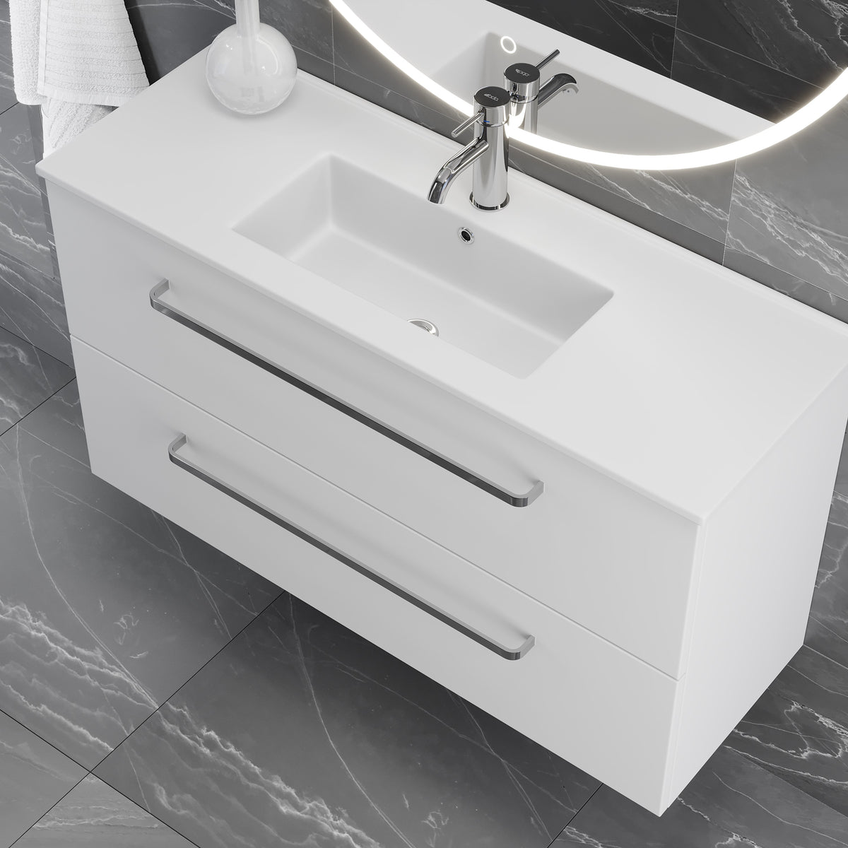 Verdal Slimline Badmøbel, Mat Hvid