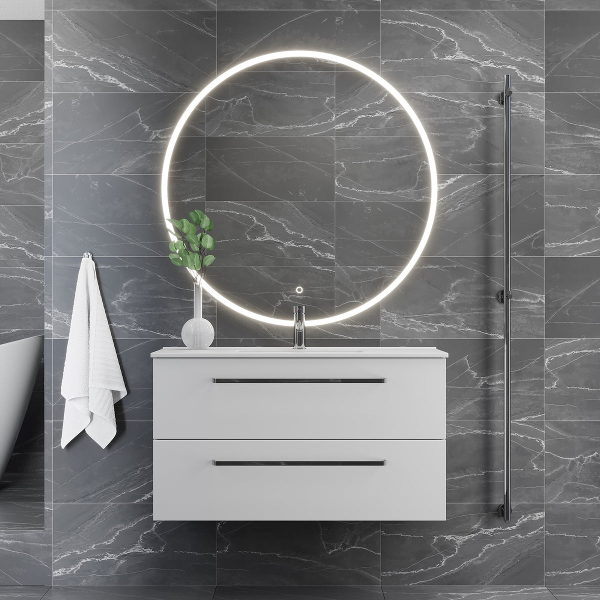 Verdal Slimline Badmøbel, Mat Hvid