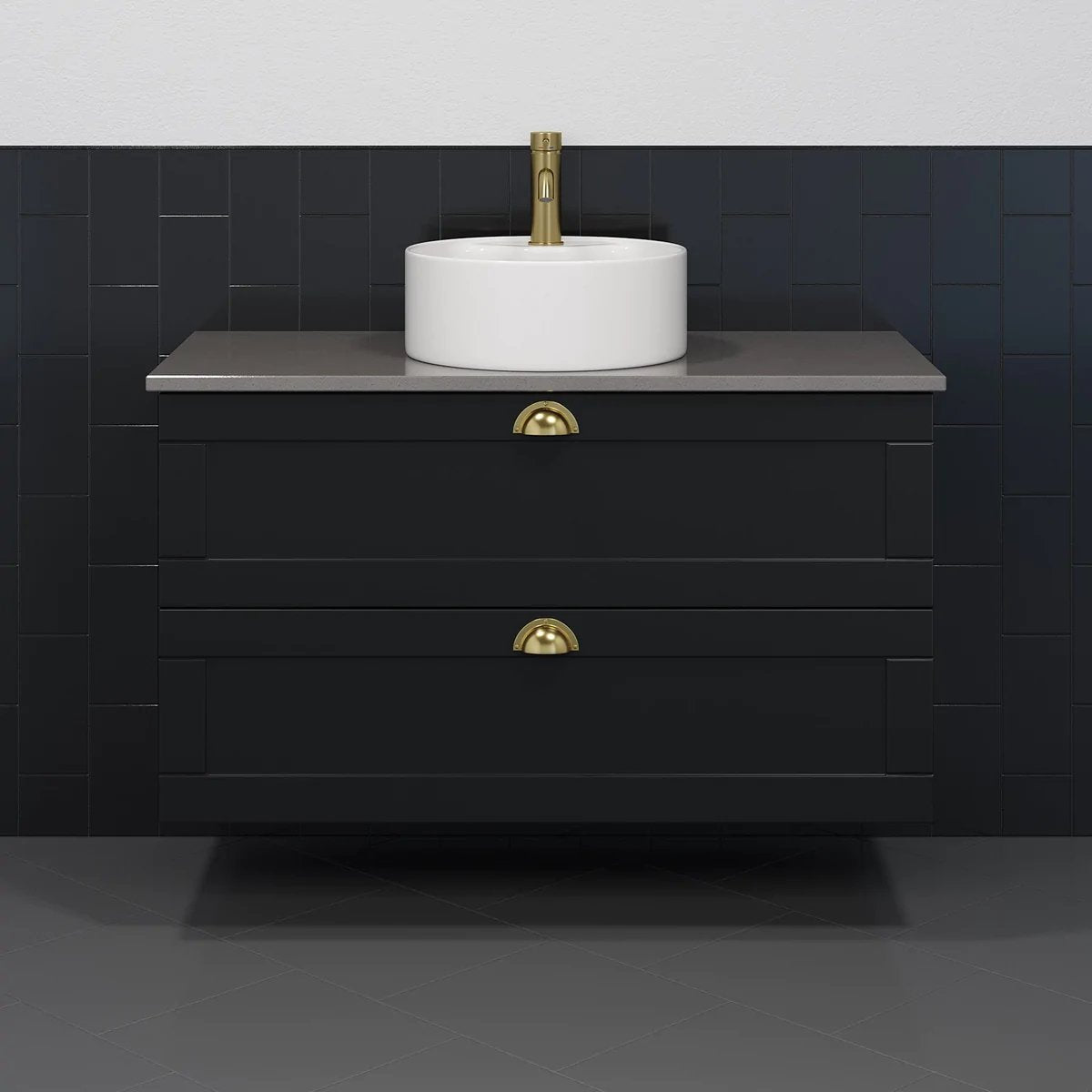 New York Badmøbelsæt M. Vikedal Vask, Sæt 1 - HomeTomato - Badmøbelsæt New York med fritstående vask 60 cm, mat sort -