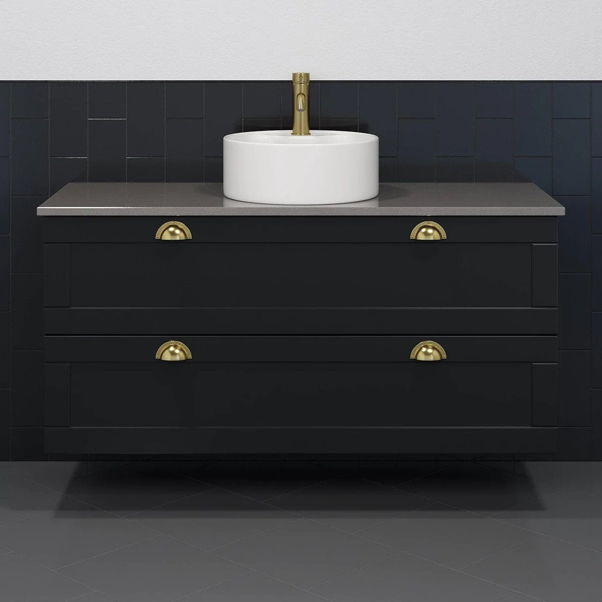 New York Badmøbelsæt M. Vikedal Vask, Sæt 1 - HomeTomato - Badmøbelsæt New York med fritstående vask 60 cm, mat sort -