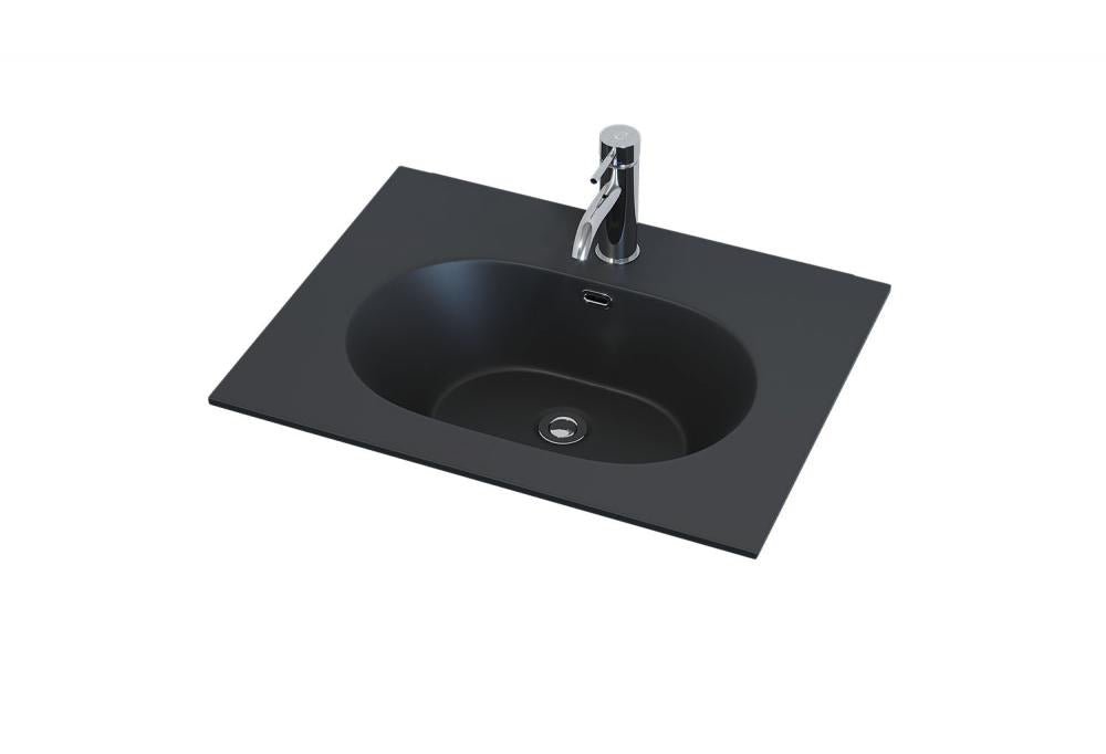 vask - 60 cm, Risinge, standard, mat sort - polyresin med quartssten - HomeTomato - 06-060-71-02-00 - 8595677135947