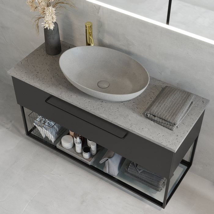 Vienna Compact Badmøbelsæt M. Olsborg Vask, Mat Sort - HomeTomato - 85-120-16-02-30 - 8595677154078