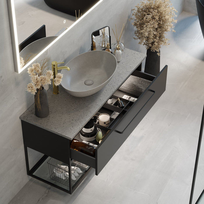 Vienna Compact Badmøbelsæt M. Olsborg Vask, Mat Sort - HomeTomato - 85-120-16-02-30 - 8595677154078